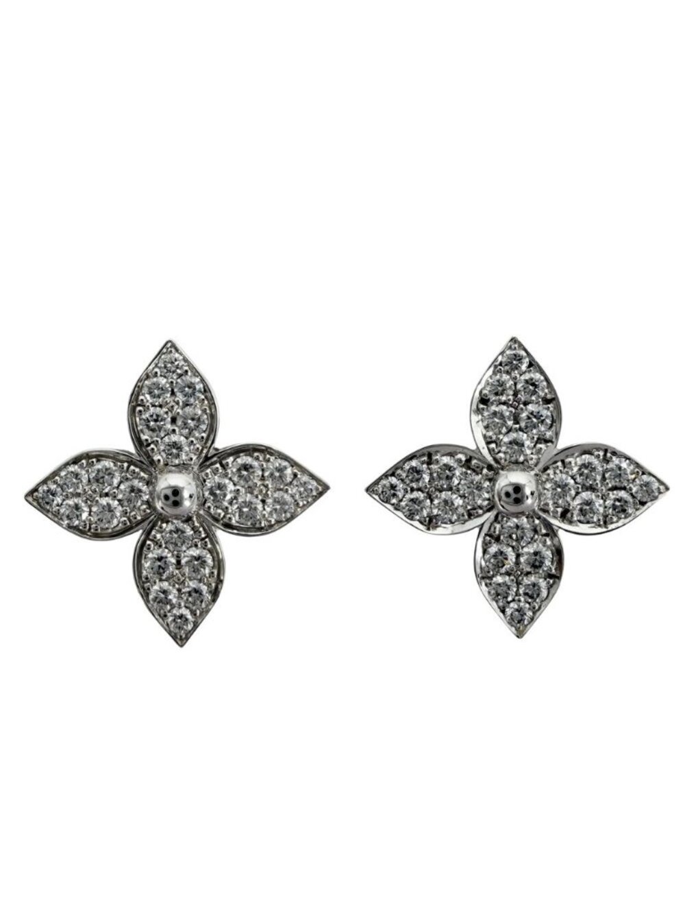Louis Vuitton Earrings Star Blossom WG 18k White Gold Diamond